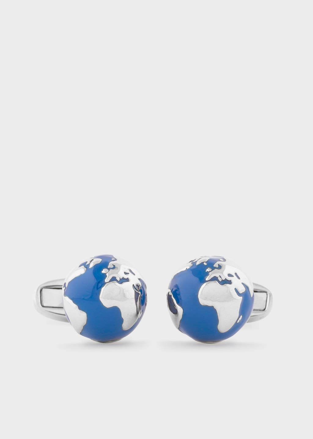 Front View - Navy and Silver Globe Cufflinks Paul Smith