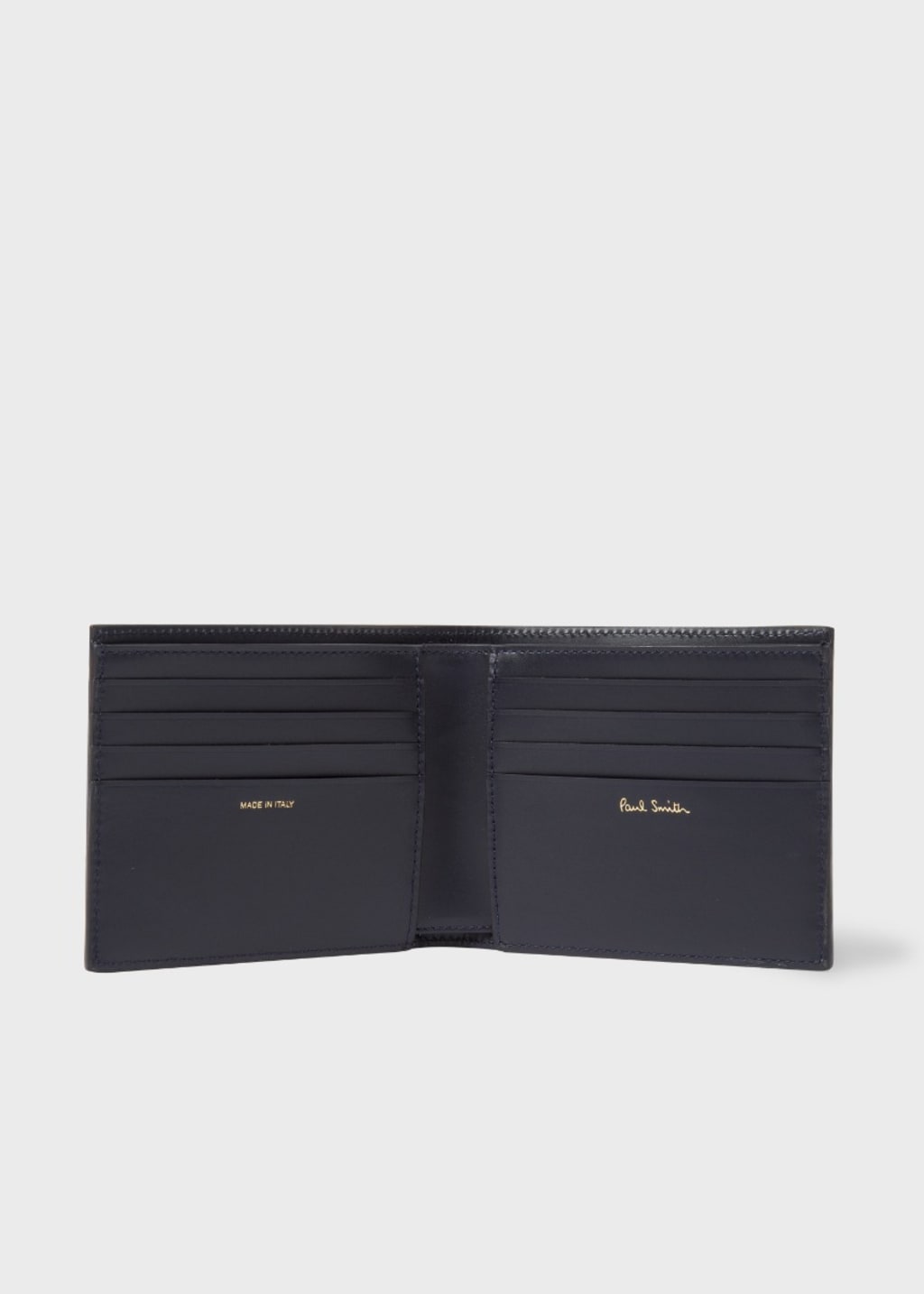 Detail View - Navy Leather Monogrammed Billfold Wallet Paul Smith