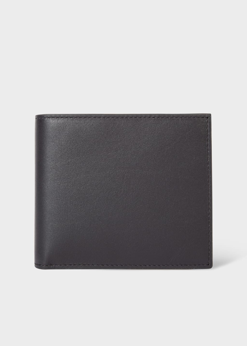 Front View - Black Leather Leather Monogrammed Billfold Wallet Paul Smith