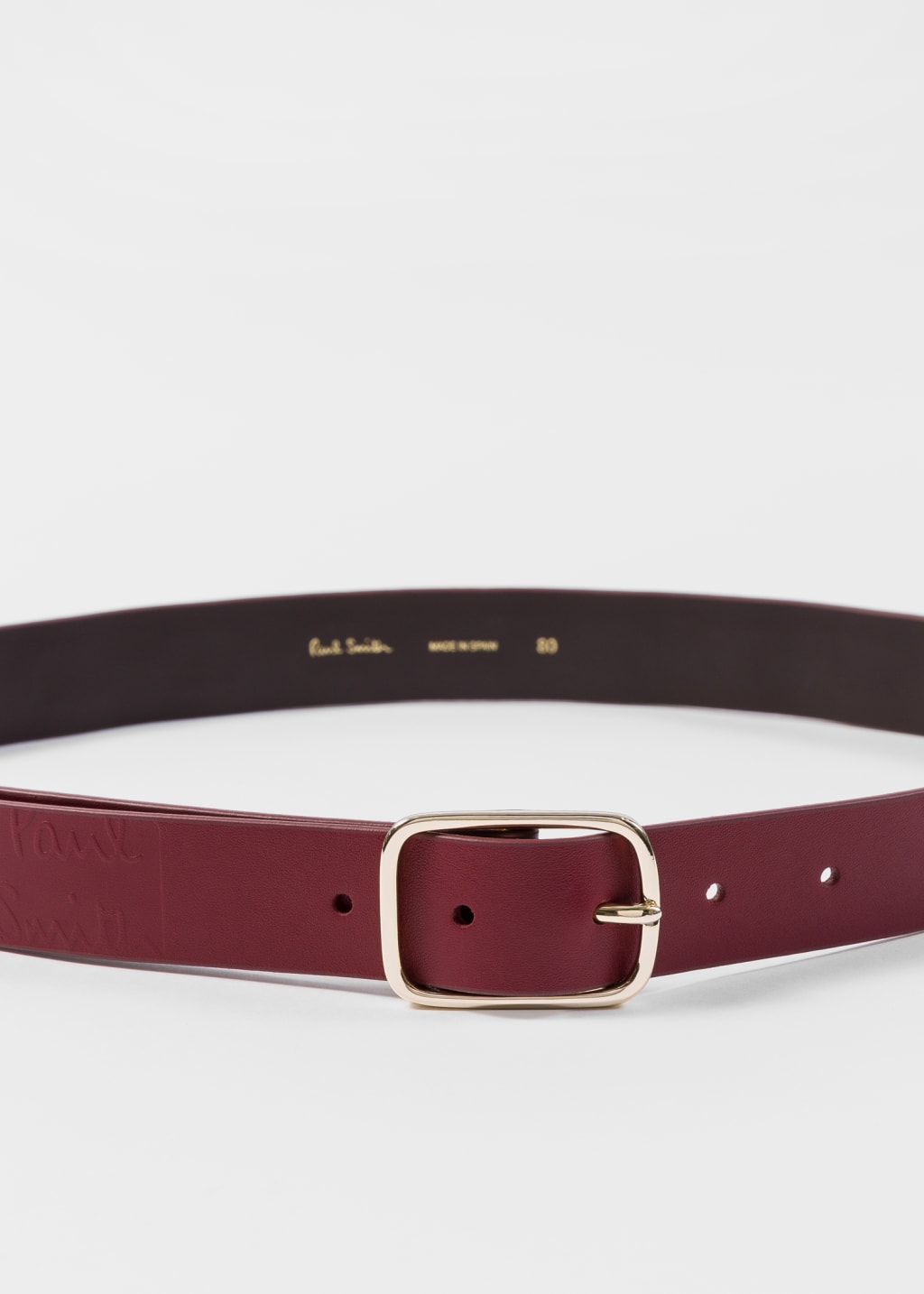 Burgundy Stitch Detail Leather Belt