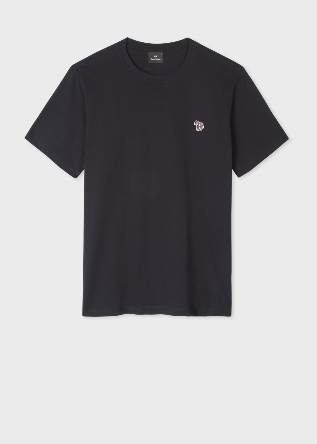 Front Flat View - Navy Cotton Zebra Logo T-Shirt Paul Smith