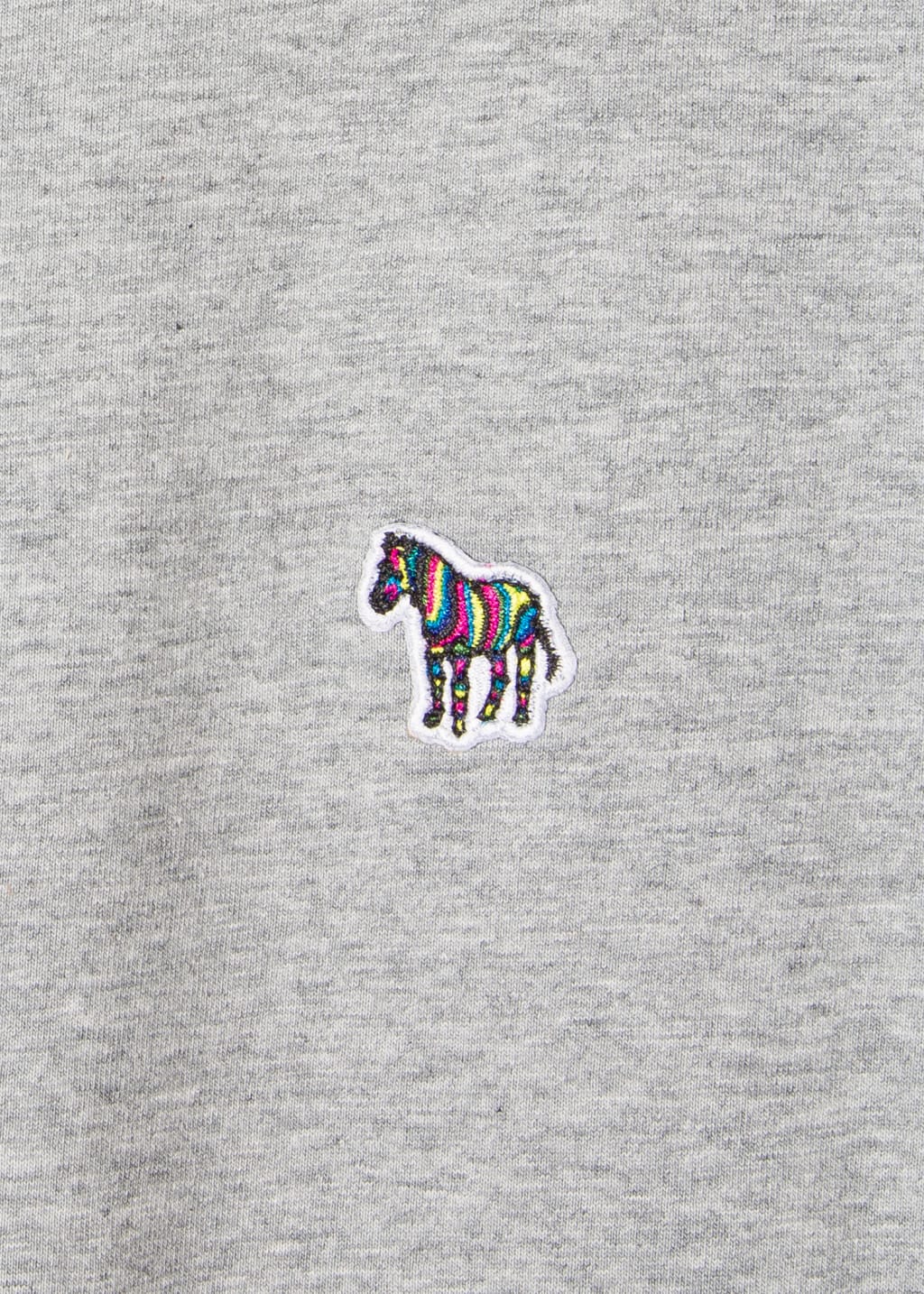Detail View - Grey Marl Cotton Zebra Logo T-Shirt Paul Smith