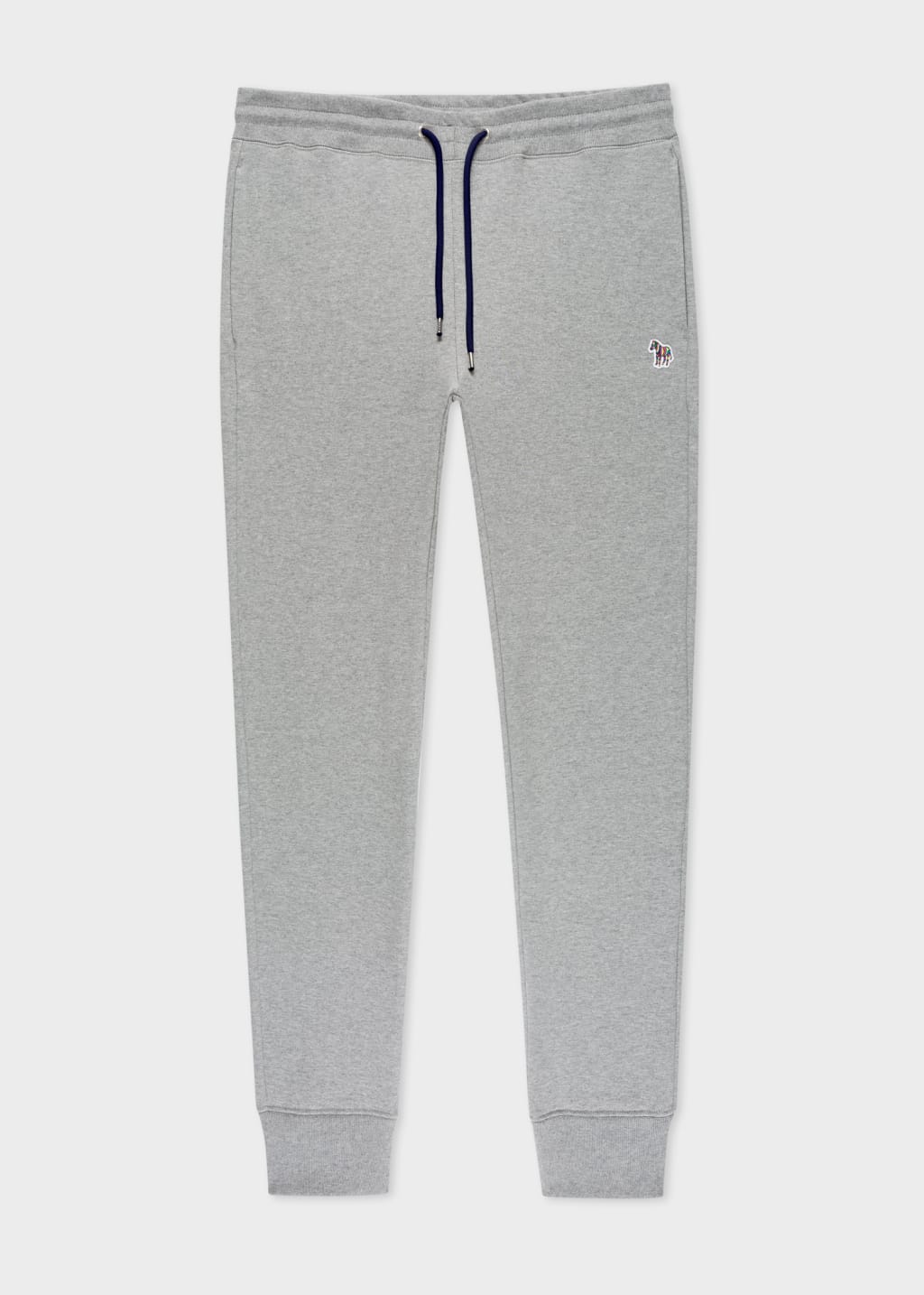 Front View - Tapered-Fit Grey Zebra Logo Cotton Sweatpants Paul Smith