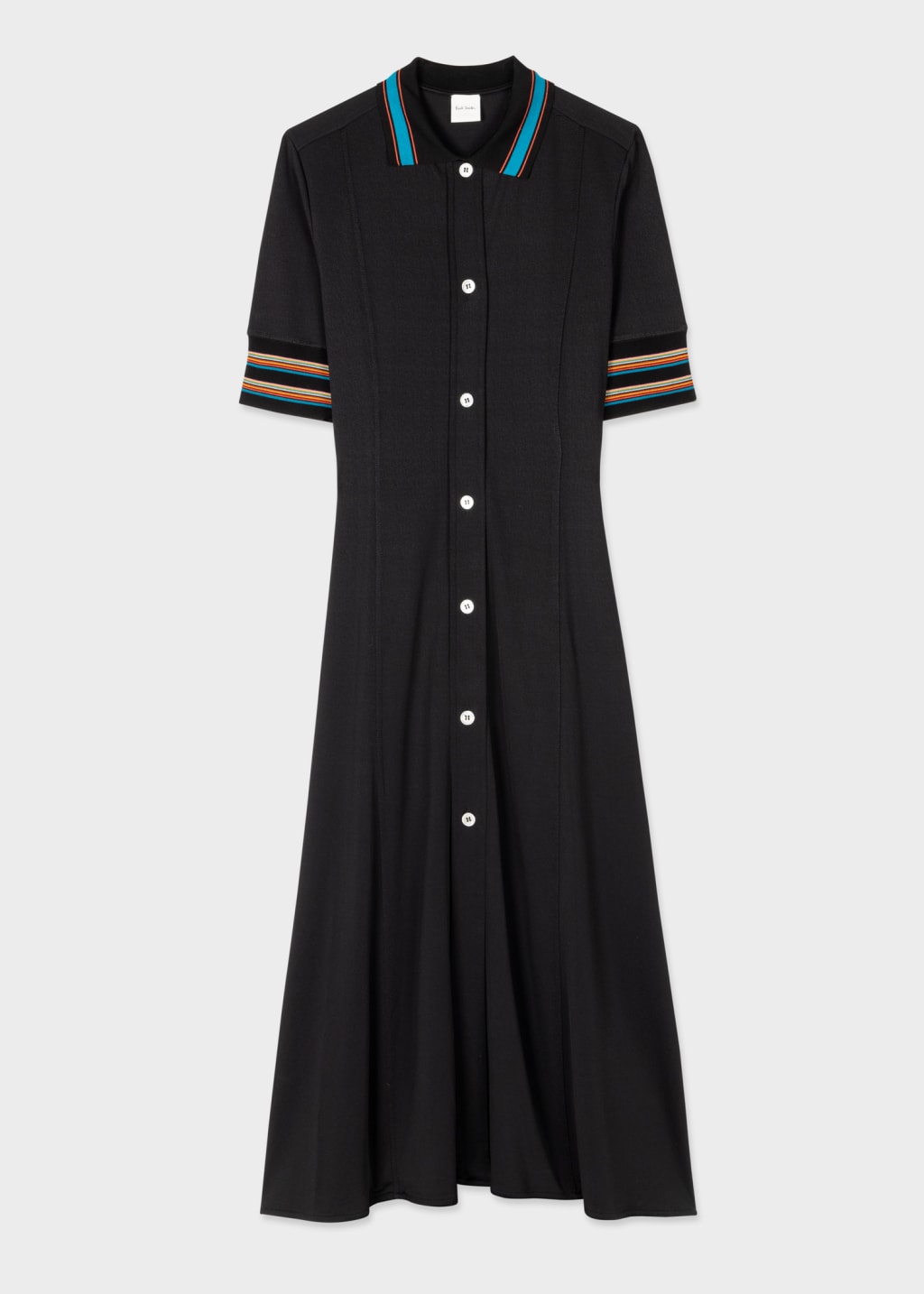 Black Stripe Trim Polo Dress