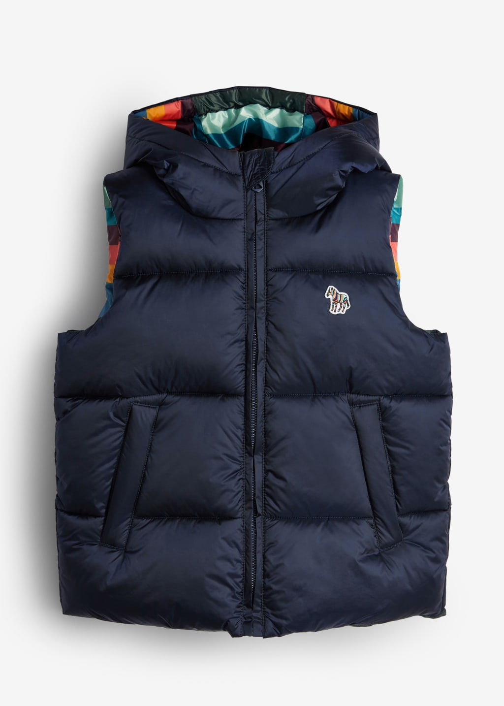 Front View - 2-13 Years Navy Reversible Gilet Paul Smith
