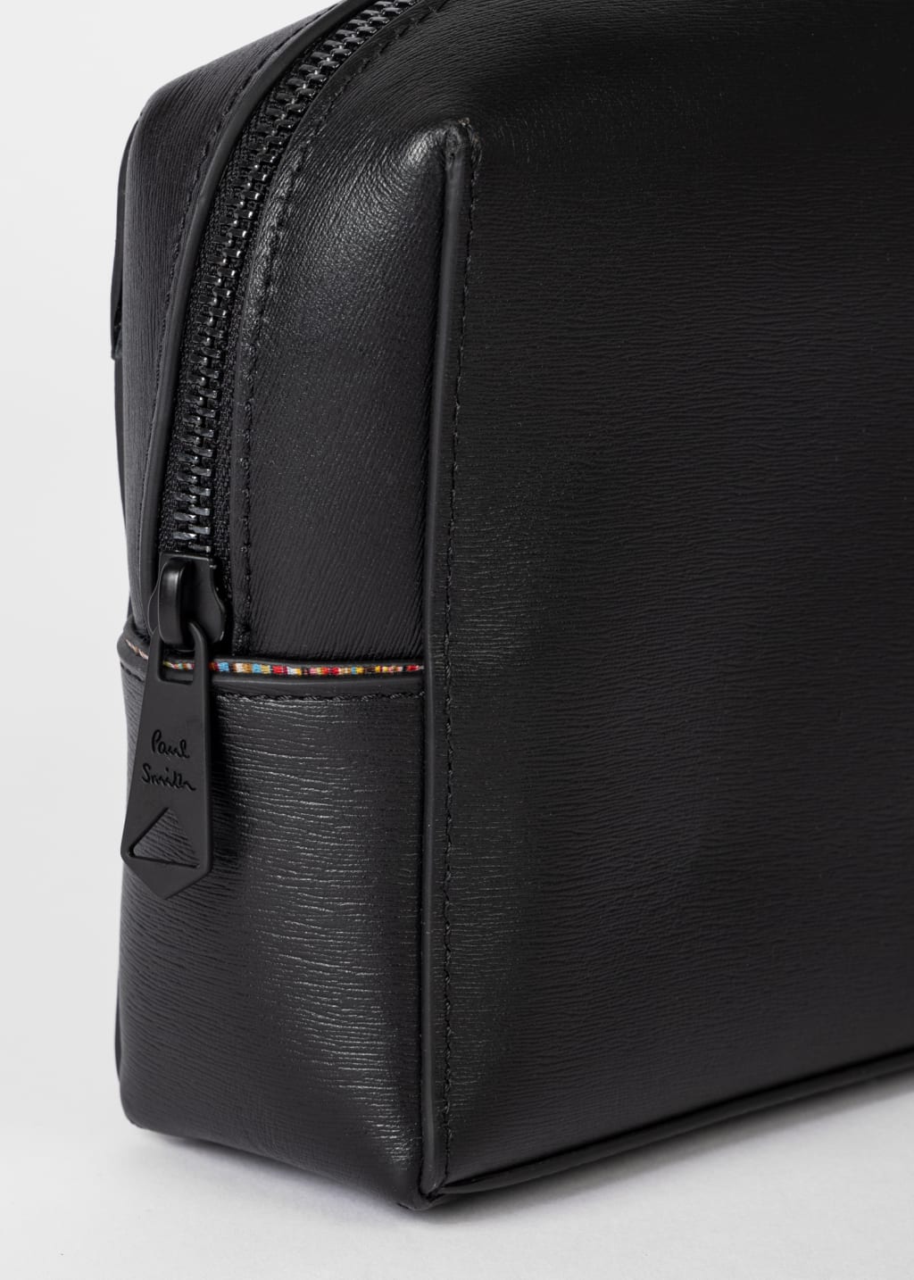 Men's Black Leather Signature Wash Bag