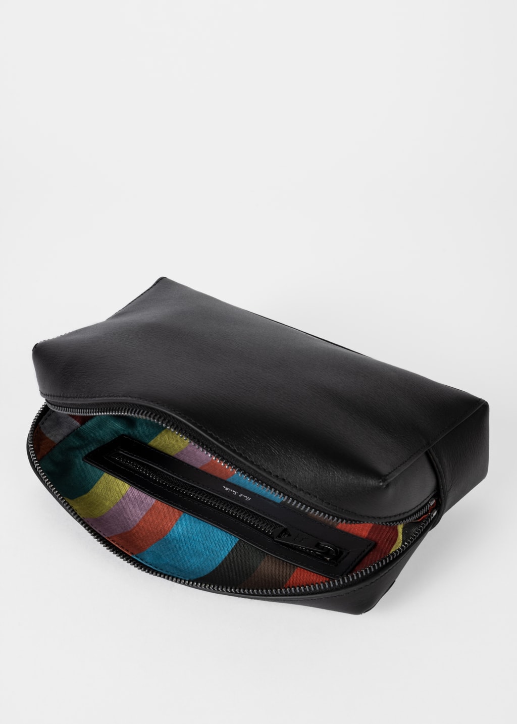 Men's Black Leather Signature Wash Bag