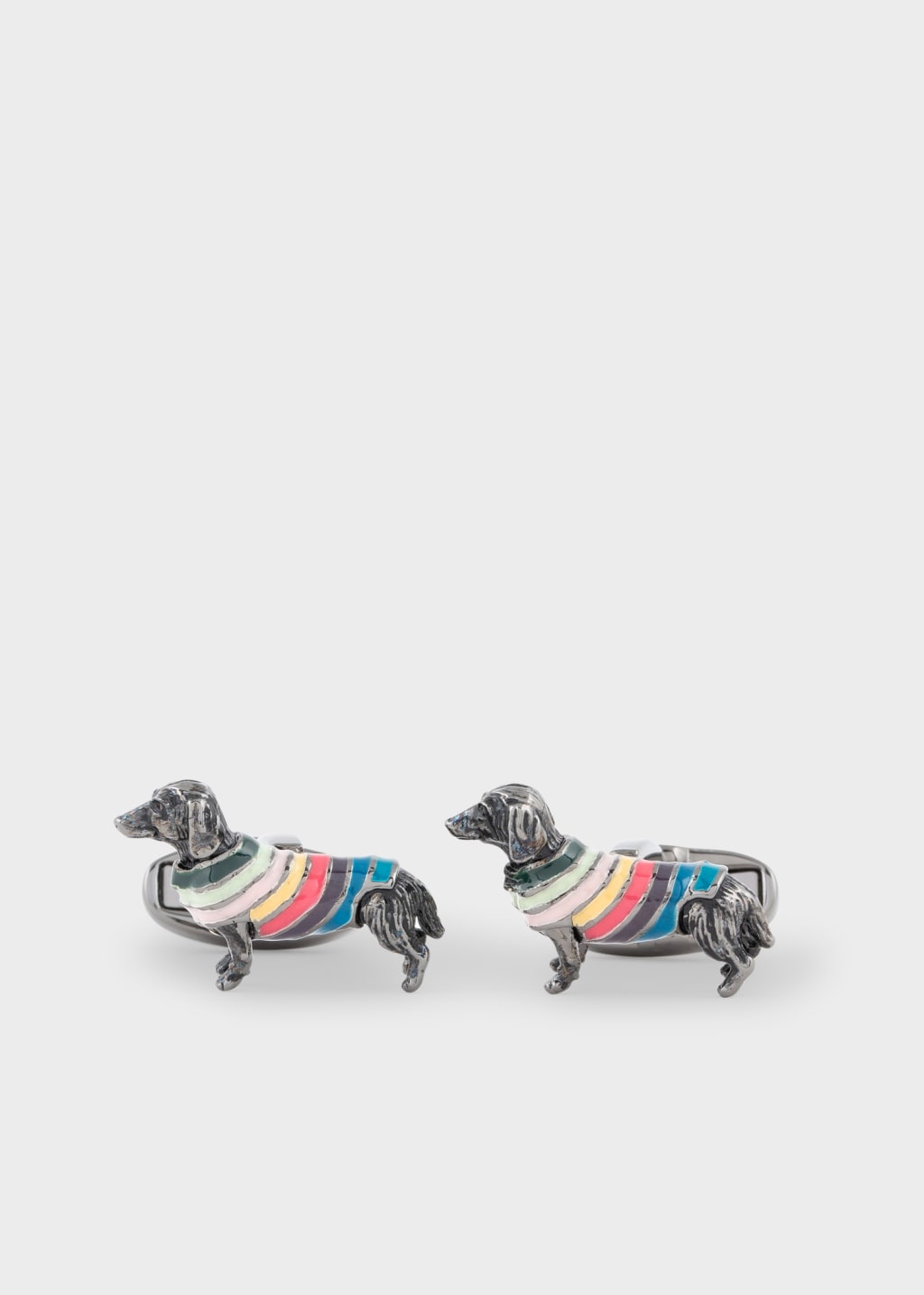 Front View - Silver 'Dog In Jumper' Cufflinks Paul Smith