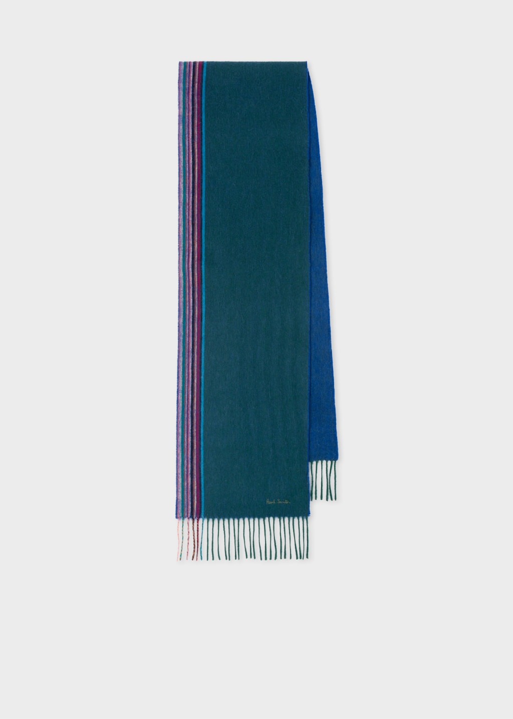 Echarpe mérinos et cachemire – Bleu œuf de canard and bleu marine à chevrons – John Hanly