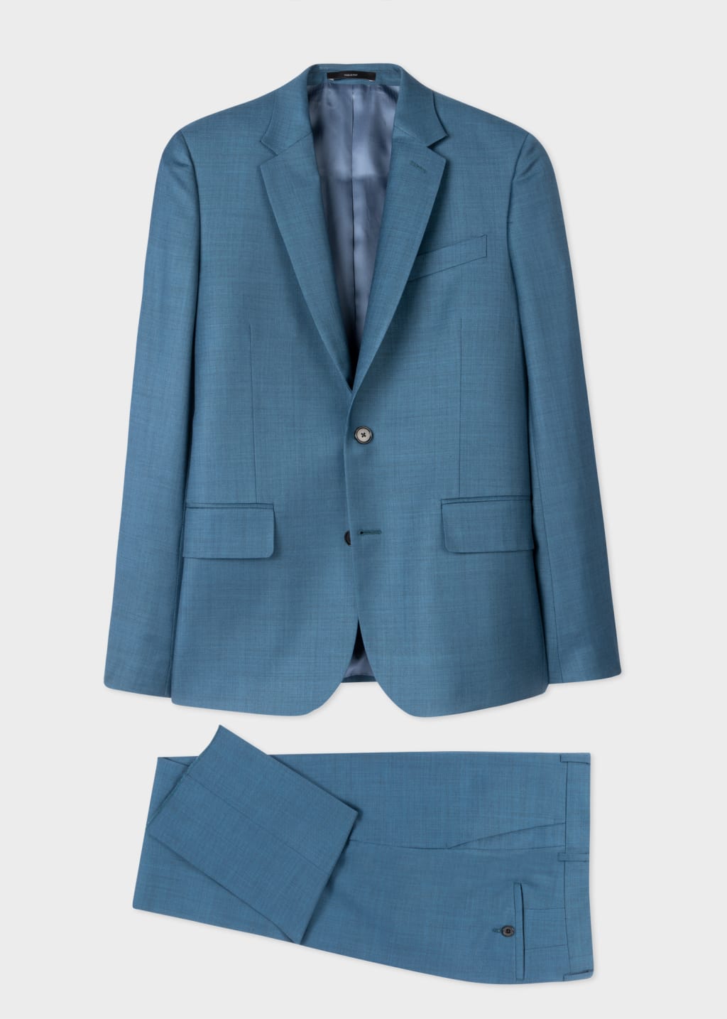 Front View - The Soho - Tailored-Fit Teal Sharkskin Wool Suit Paul Smith