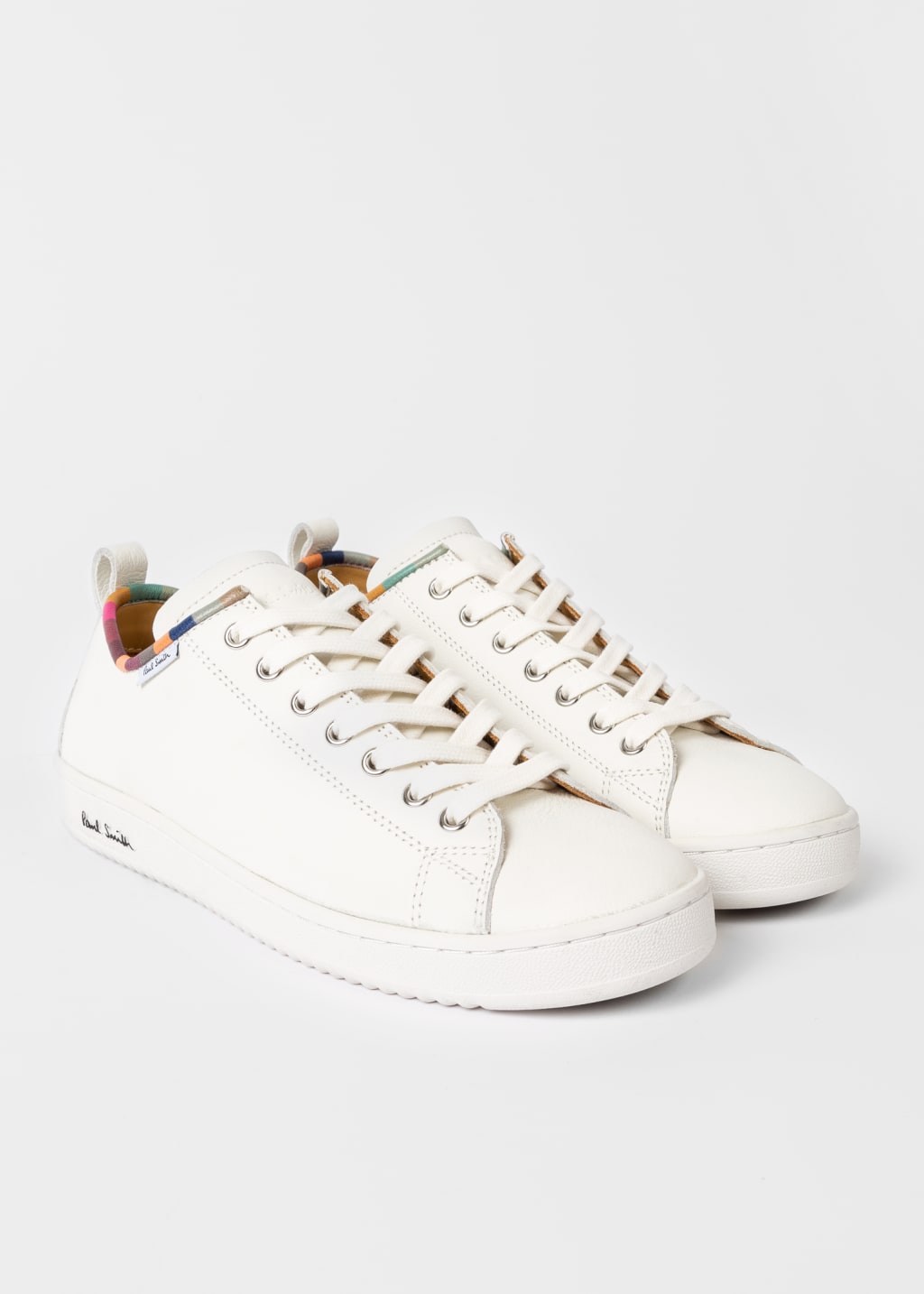 Product View - Women's White Leather 'Miyata' Trainers with 'Swirl' Trim by Paul Smith