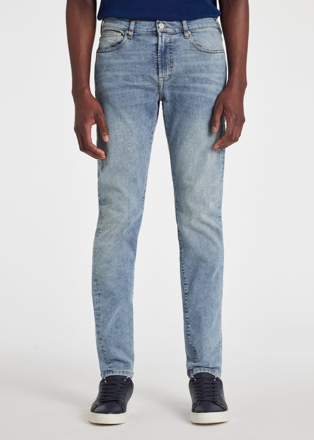 Model View - Slim-Fit Light-Wash 'Organic Reflex' Jeans Paul Smith