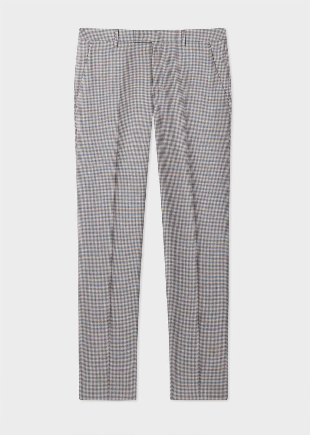 Slim-Fit Grey Gingham Wool Trousers
