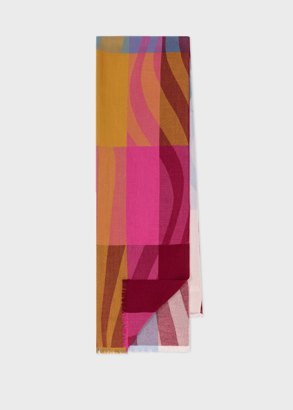 Front View - Women's Colourblock 'Swirl' Stripe Logo Scarf Paul Smith 