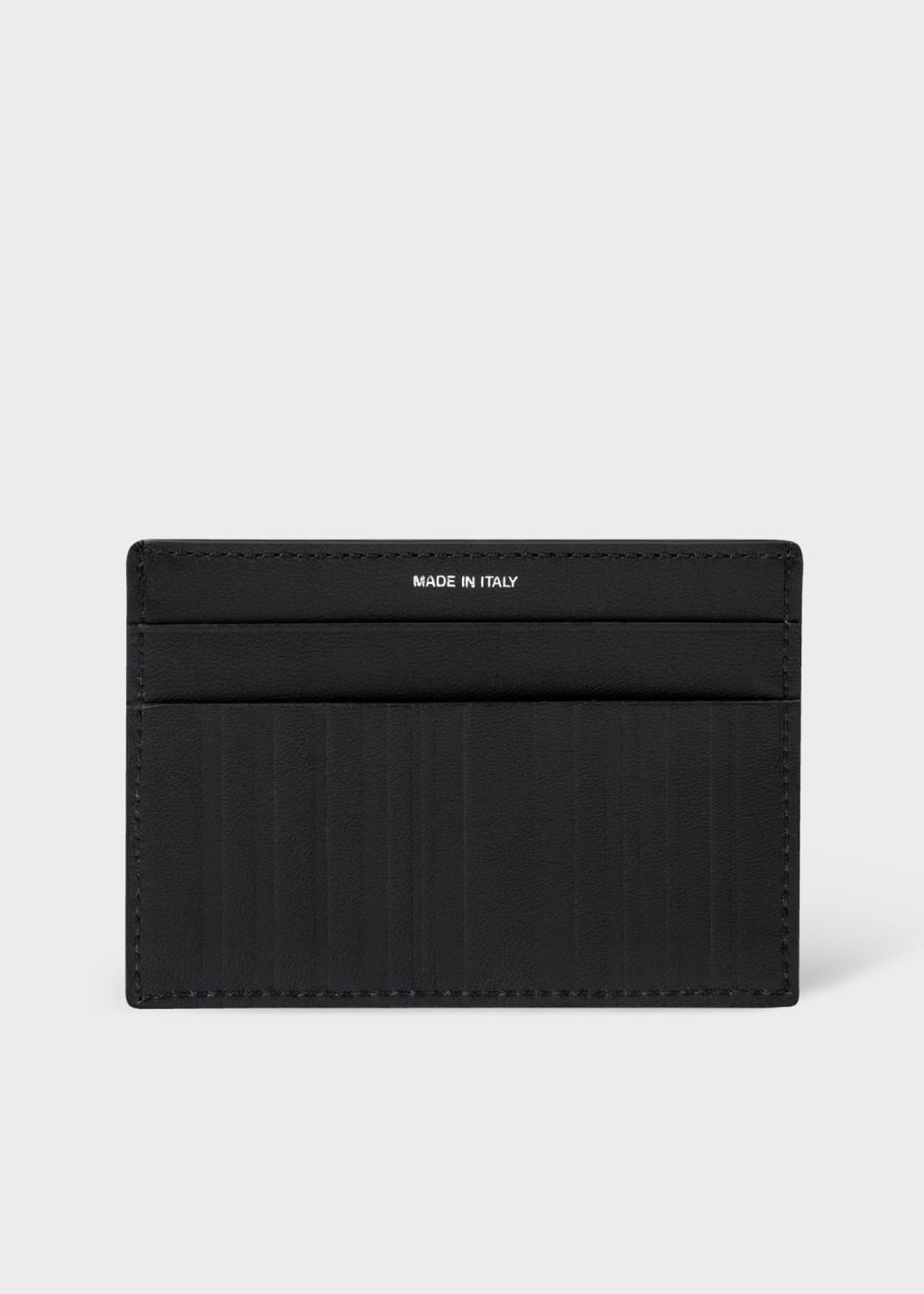 Back View - Black Leather 'Shadow Stripe' Credit Card Holder Paul Smith