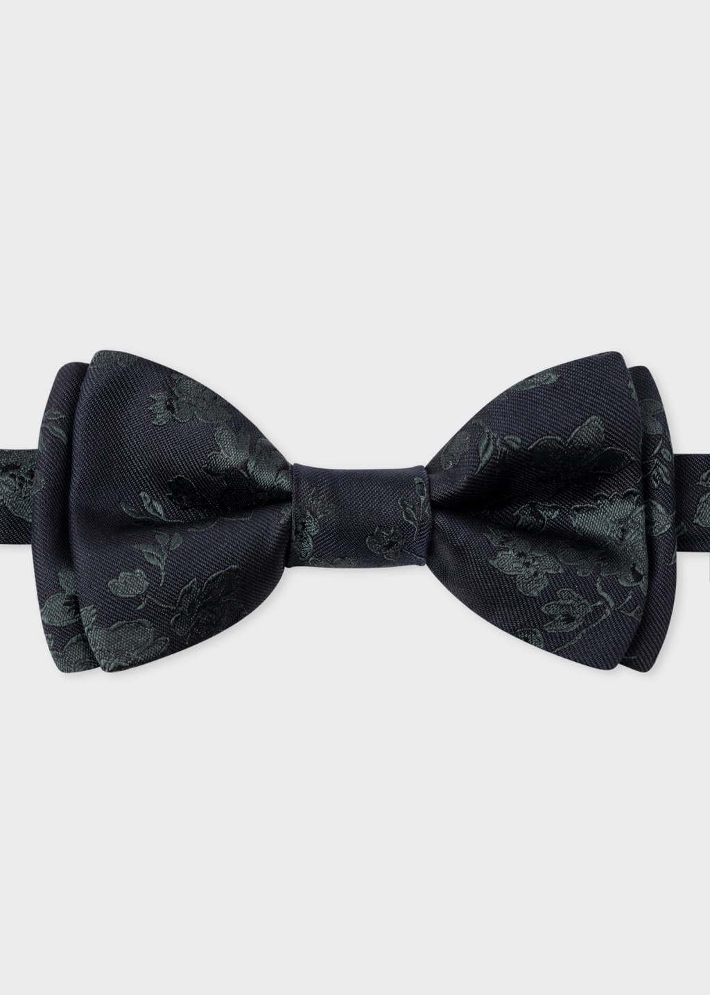 Front View - Black Silk Floral Bow Tie Paul Smith