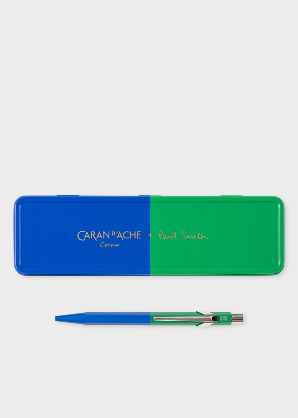 Front View - Caran d'Ache + Paul Smith - 849 Blue & Green Ballpoint Pen Paul Smith