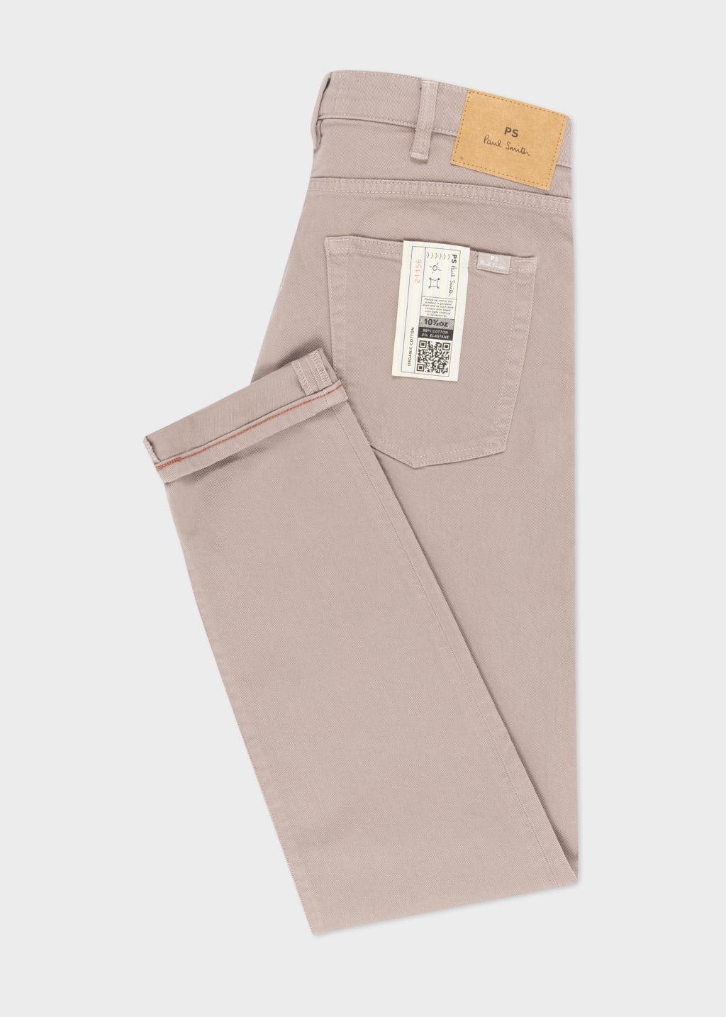 Detail View - Tapered-Fit Taupe Garment-Dyed Jeans Paul Smith