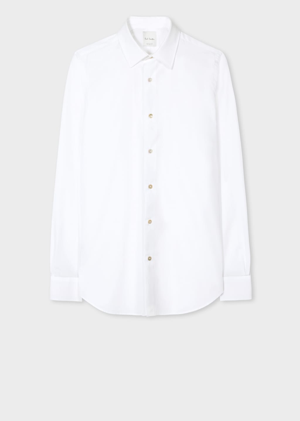Front View - Tailored-Fit White Cotton 'Signature Stripe' Cuff Shirt Paul Smith