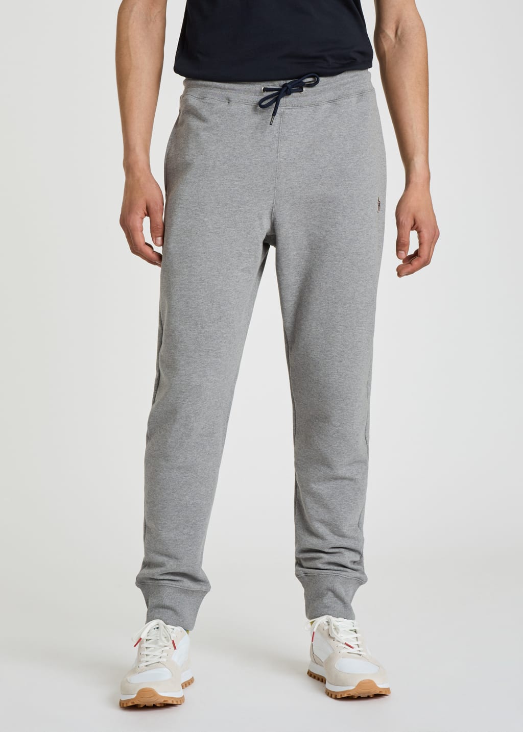 Model View - Tapered-Fit Grey Zebra Logo Cotton Sweatpants Paul Smith