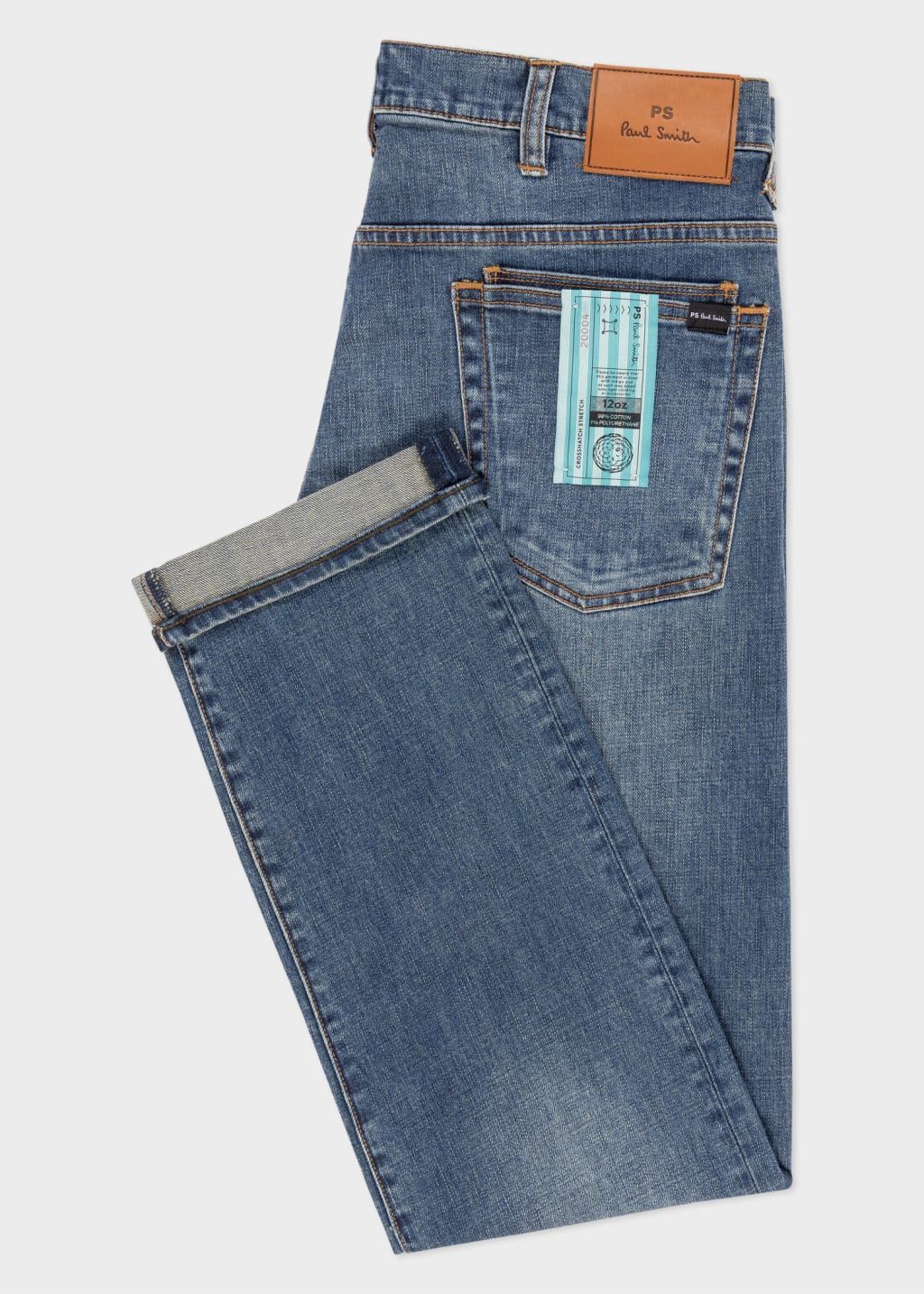 Standard-Fit 11.8oz 'Crosshatch Stretch' Blue-Rinse Jeans