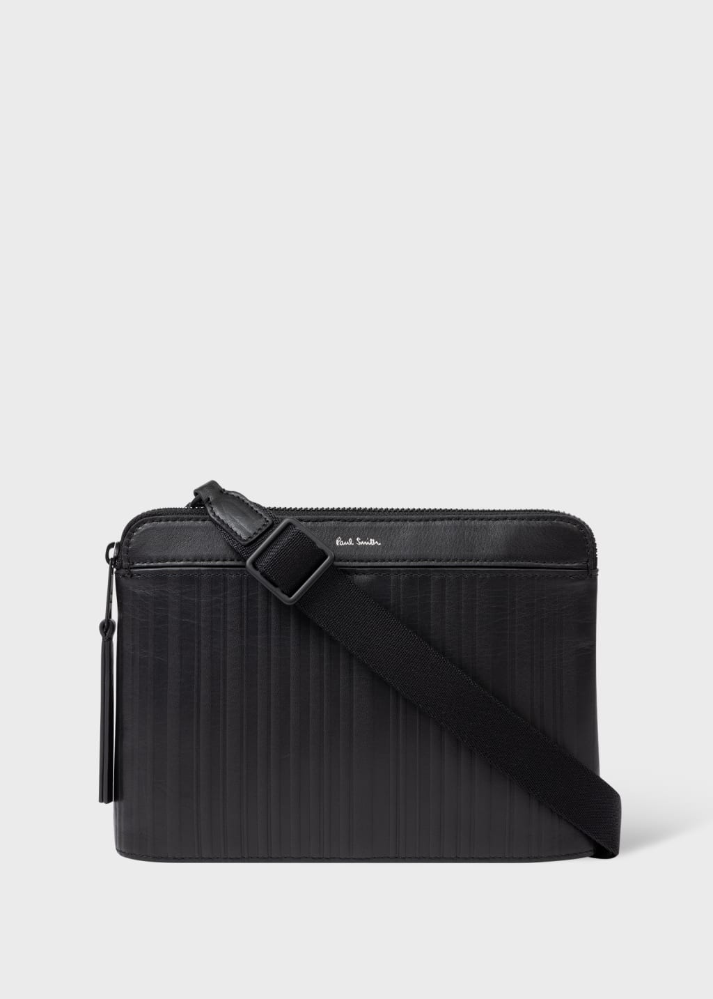 Front View - Leather 'Shadow Stripe' Musette Bag Paul Smith