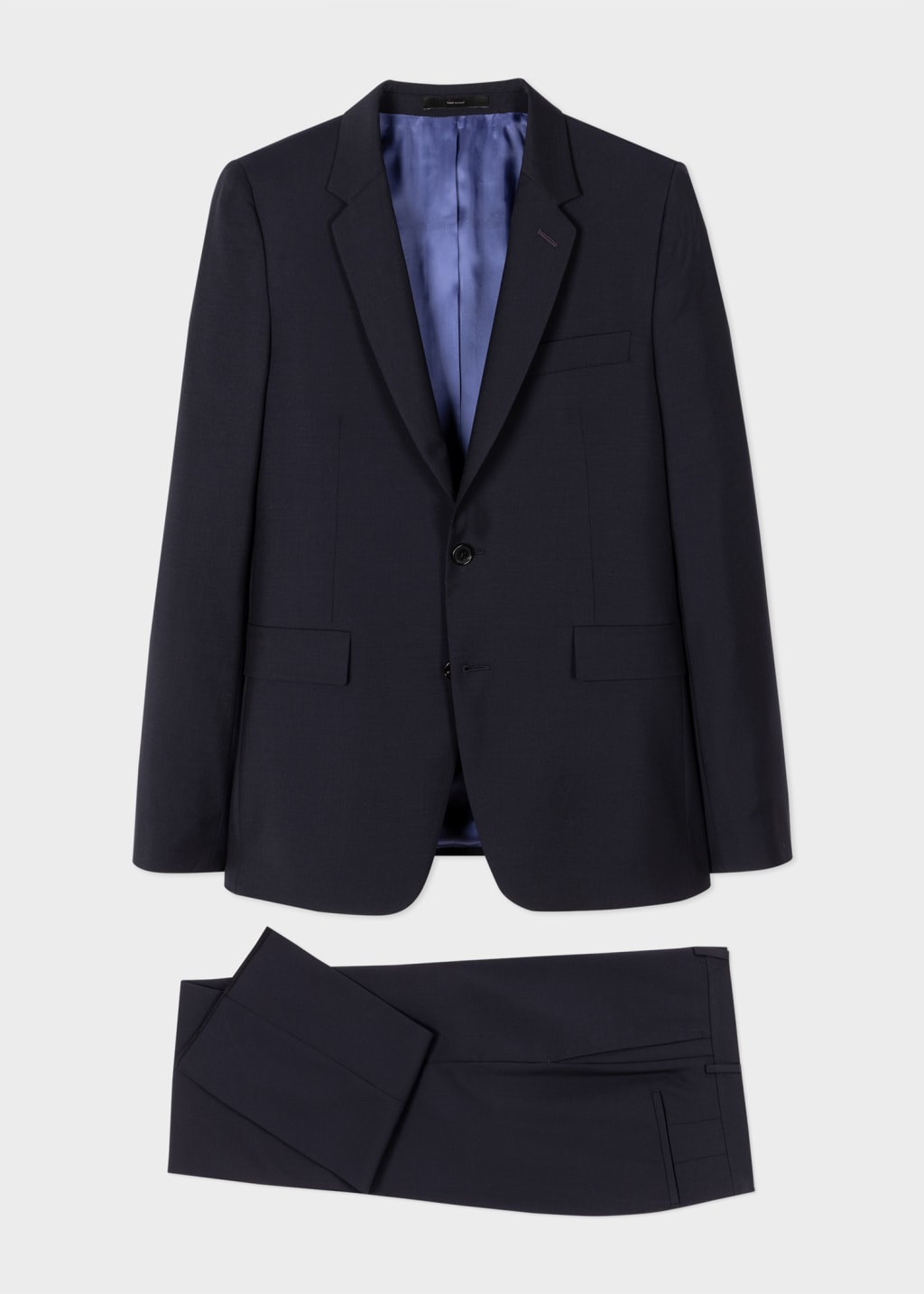 Men's 2 Buttons Dark Navy Blue Suit For Men Wool Flat Front Pants