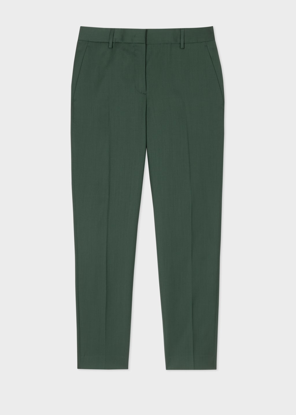 Women's Tapered-Fit Dark Green Wool Trousers