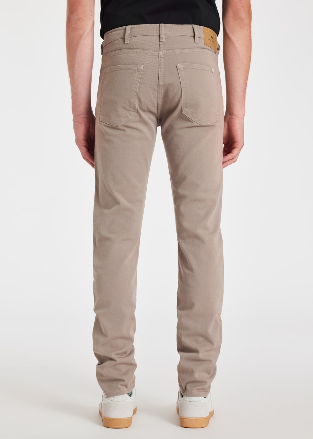 Model View - Tapered-Fit Taupe Garment-Dyed Jeans Paul Smith