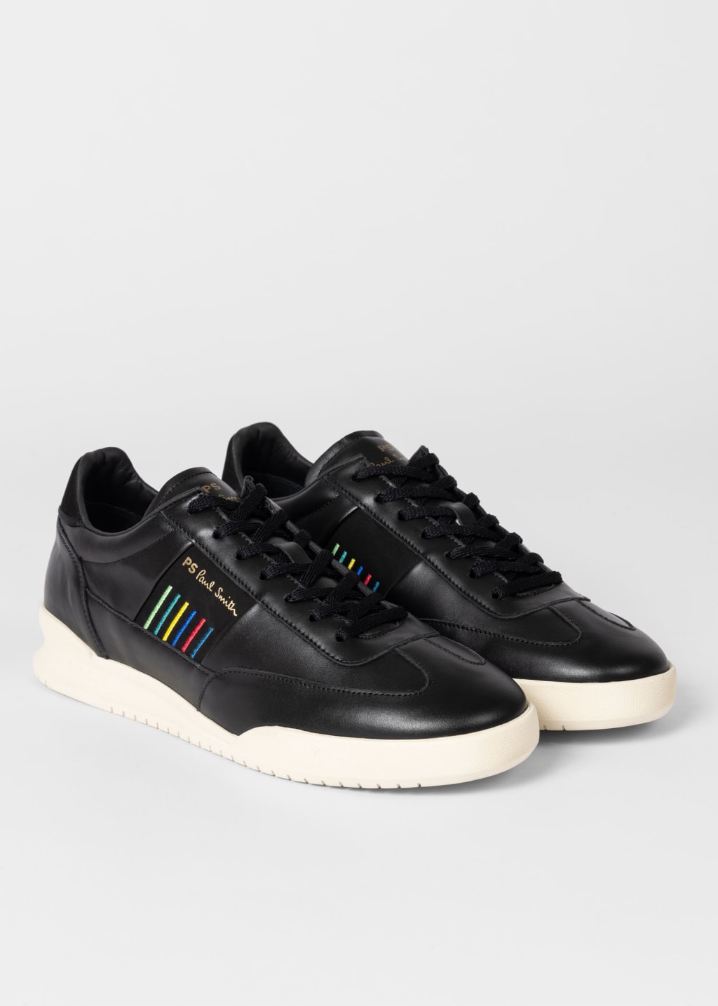 Detail View - Black Leather 'Dover' Trainers Paul Smith