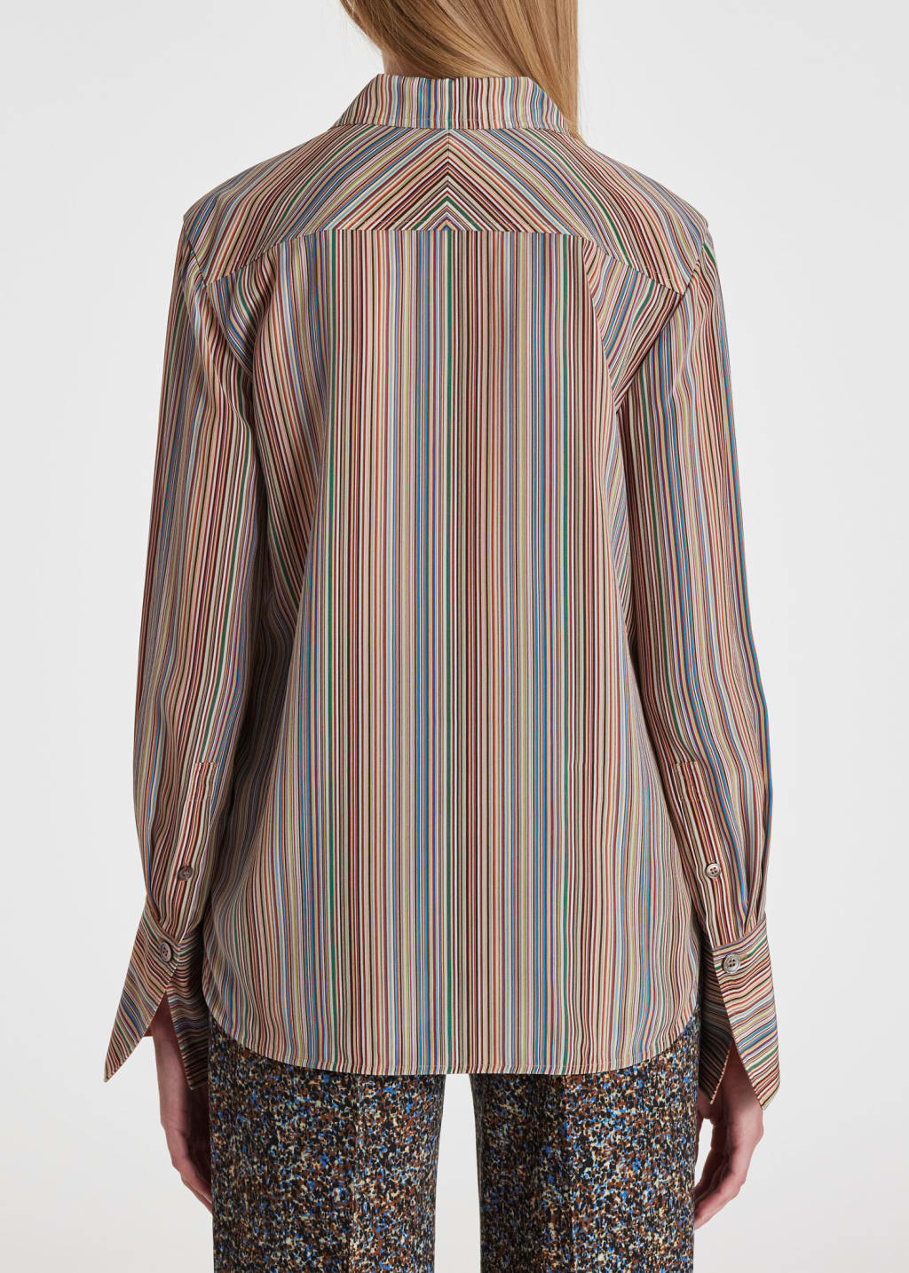 Model View - Women's Silk 'Signature Stripe' Shirt by Paul Smith