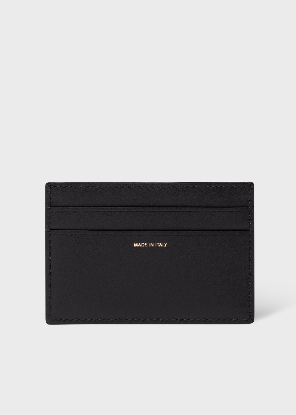 Black leather signature stripe block credit card holder