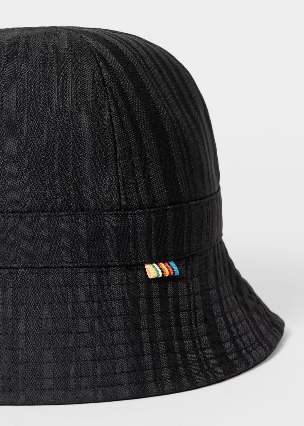 Detail View - Black 'Shadow Stripe' Bucket Hat Paul Smith