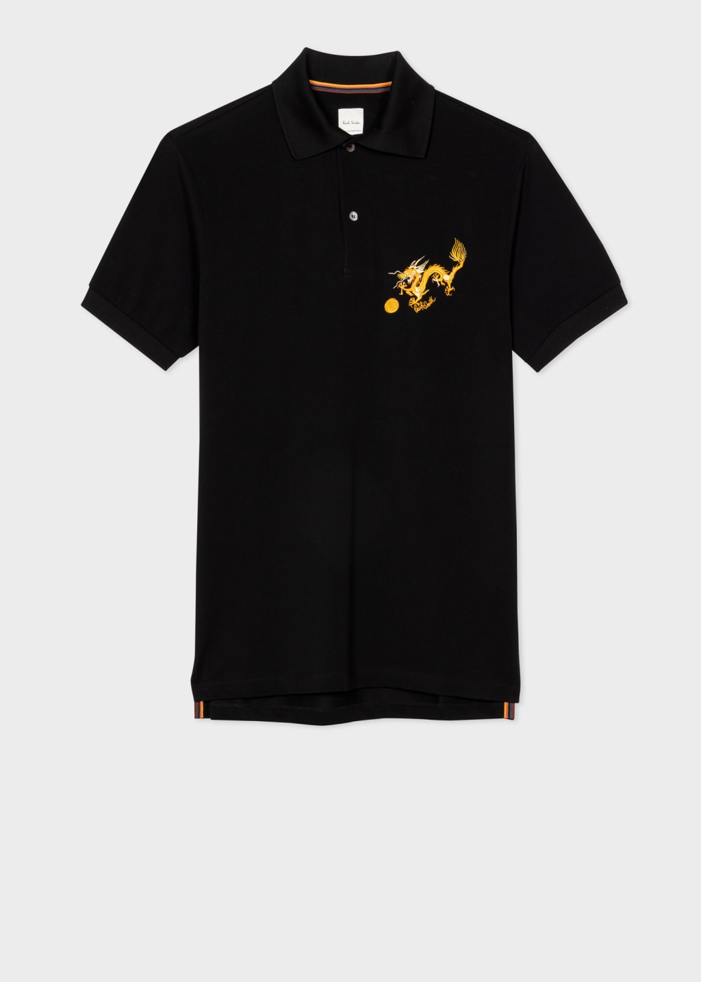 Front View - Black 'Year Of The Dragon' Embroidered Polo Shirt Paul Smith