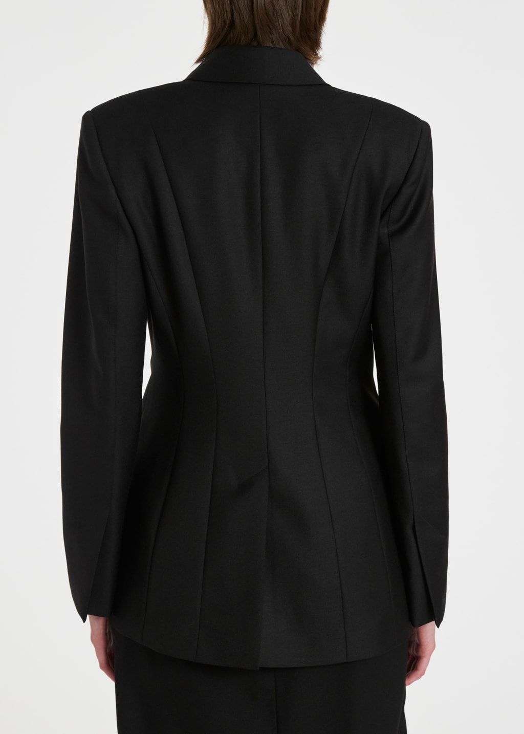Double-Breasted Blazer with Asymmetrical Contrast Satin Lapel