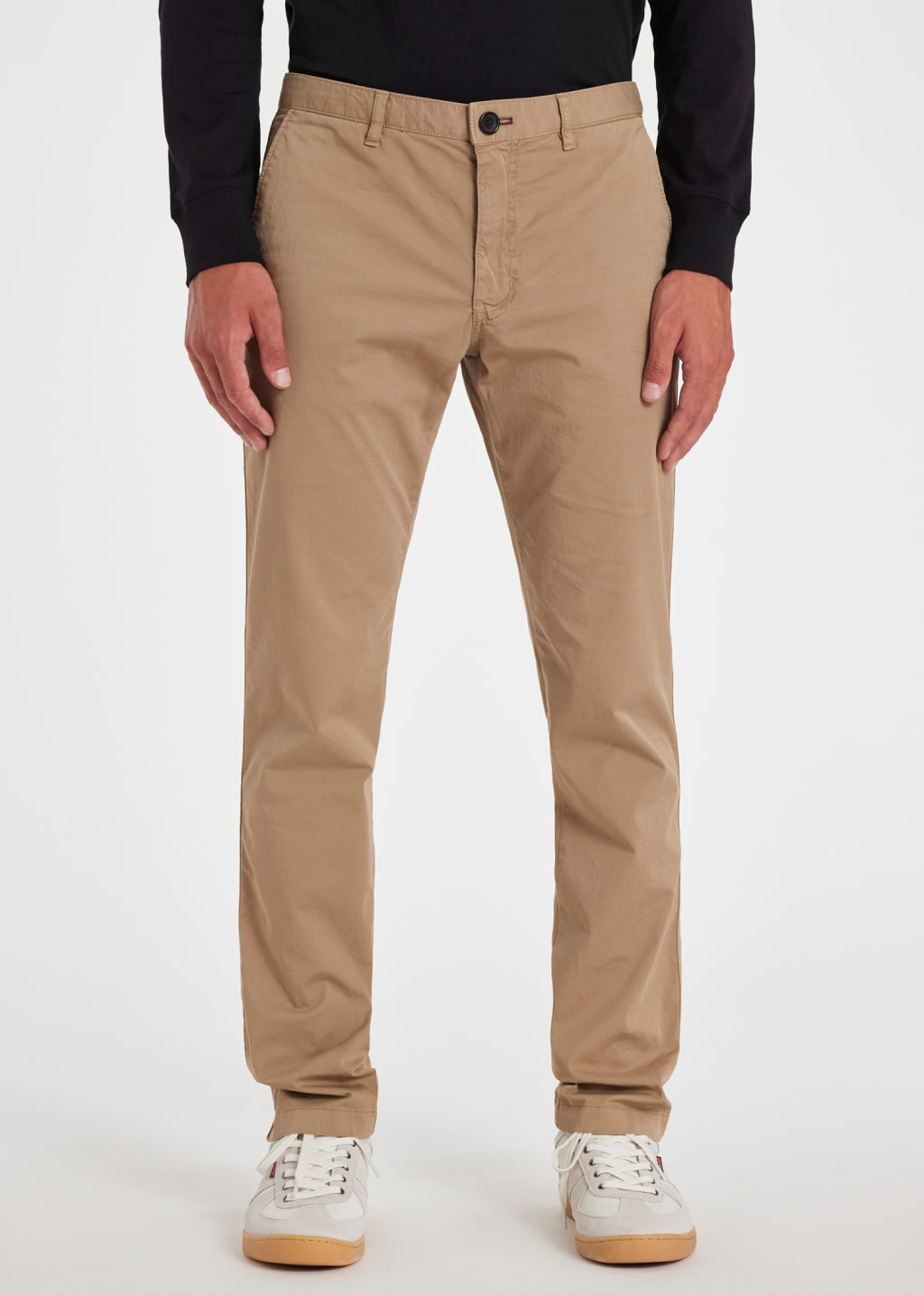 Model View - Tan Slim-Fit Stretch Cotton Chinos Paul Smith