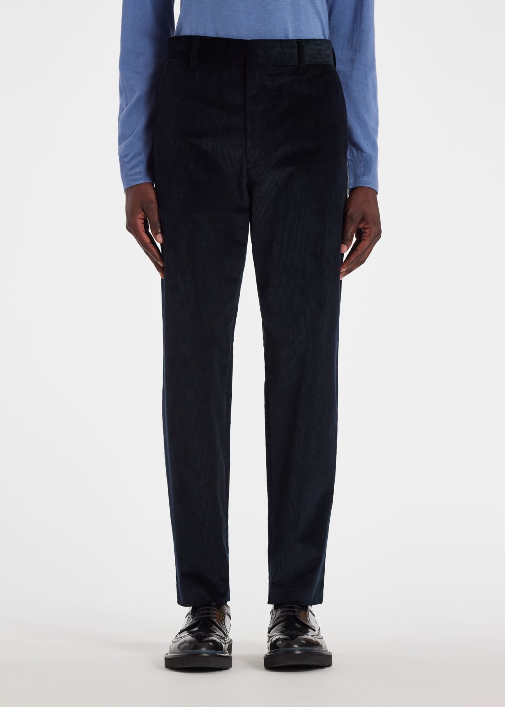 Product View - Tapered-Fit Navy Corduroy Cotton Trousers by Paul Smith