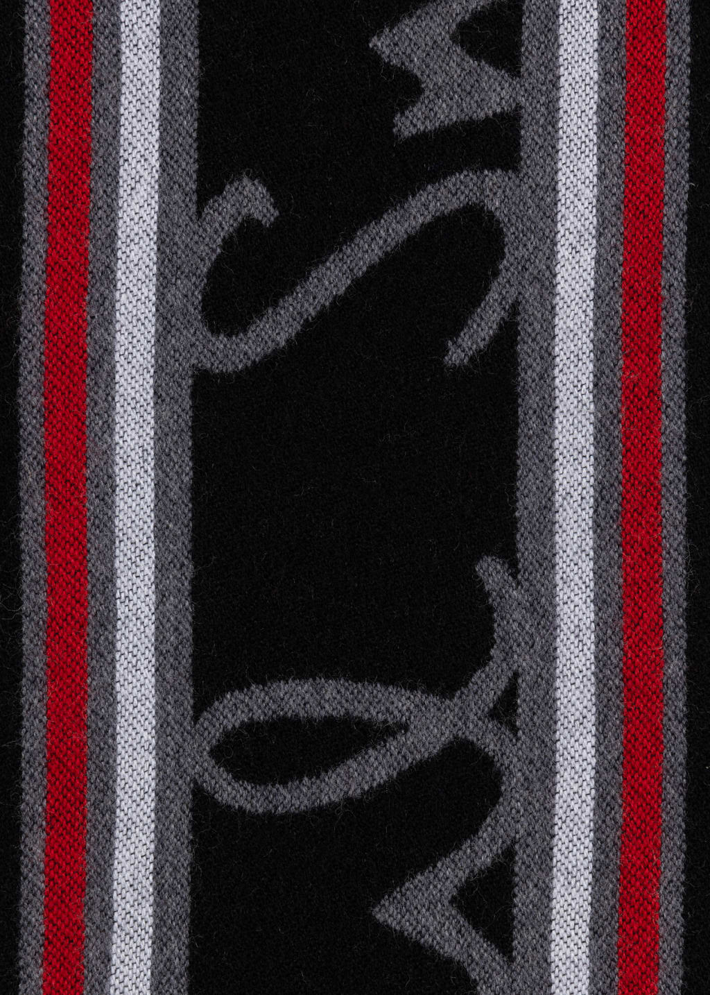 Detail View - Paul Smith & Manchester United - Stripe Logo Wool Scarf Paul Smith