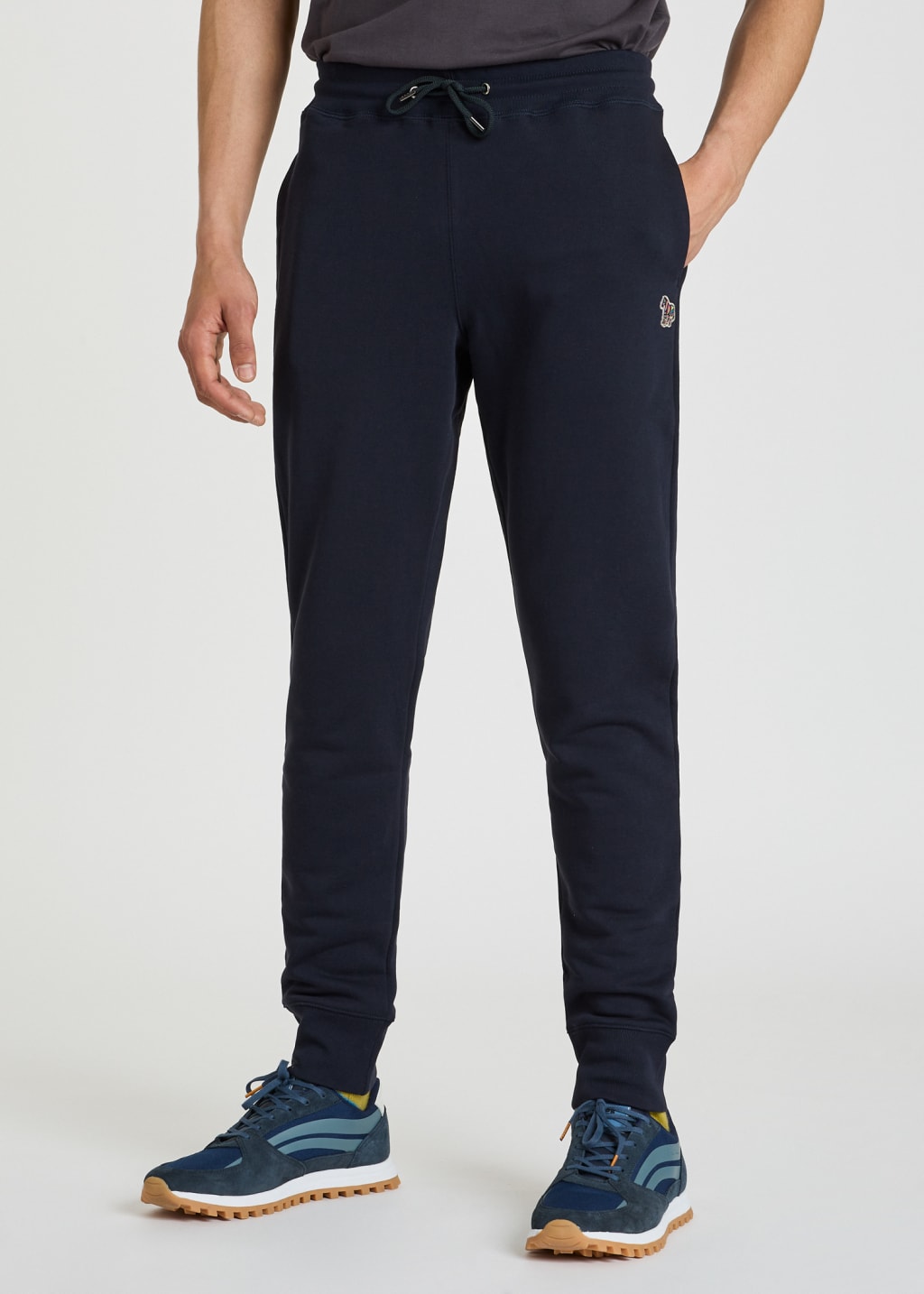 Tapered Fit Dark Navy Zebra Logo Cotton Sweatpants