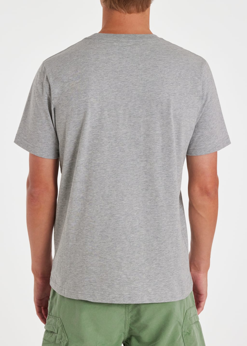 Back Model View - Grey Marl Cotton Zebra Logo T-Shirt Paul Smith
