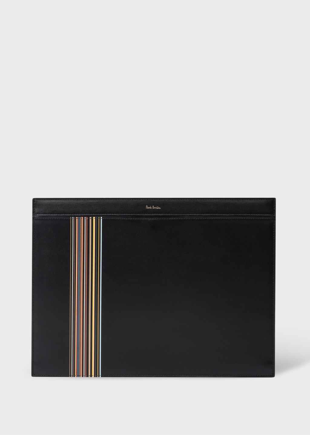 Product View - Black Leather 'Signature Stripe Block' Document Case by Paul Smith