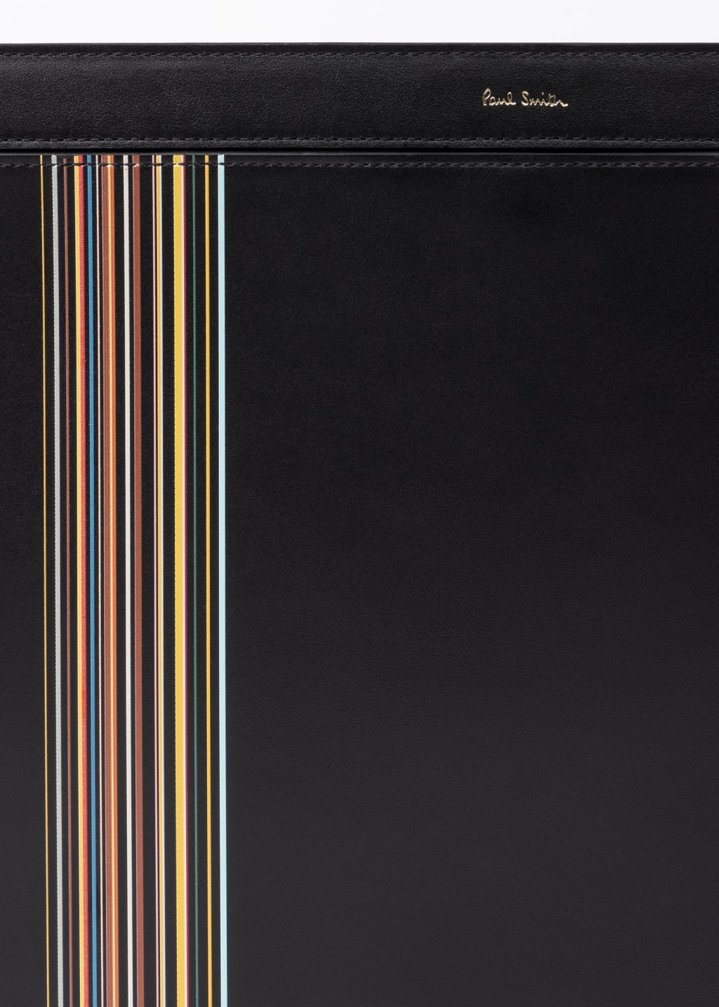 Product View - Black Leather 'Signature Stripe Block' Document Case by Paul Smith