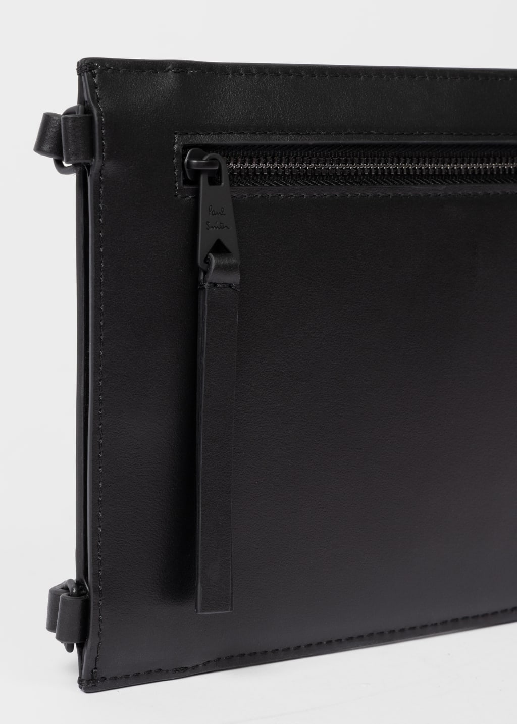 Detail View - Black Leather 'Signature Stripe Block' Cross-Body Bag Paul Smith