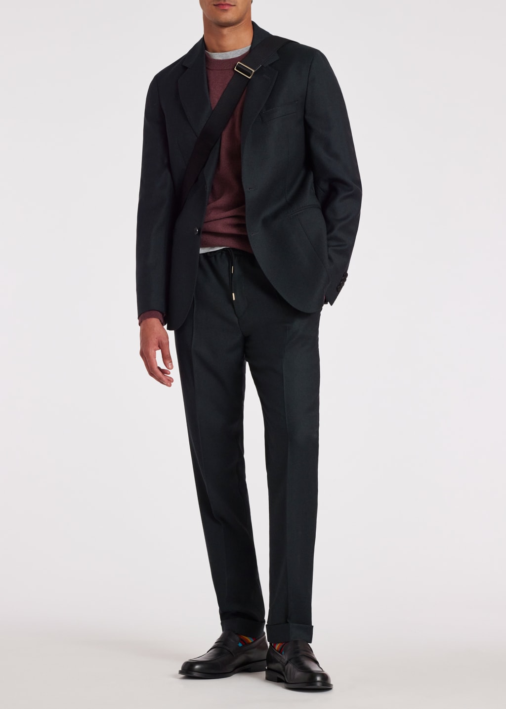 Model View - Dark Green Wool-Cashmere Two-Button Blazer Paul Smith