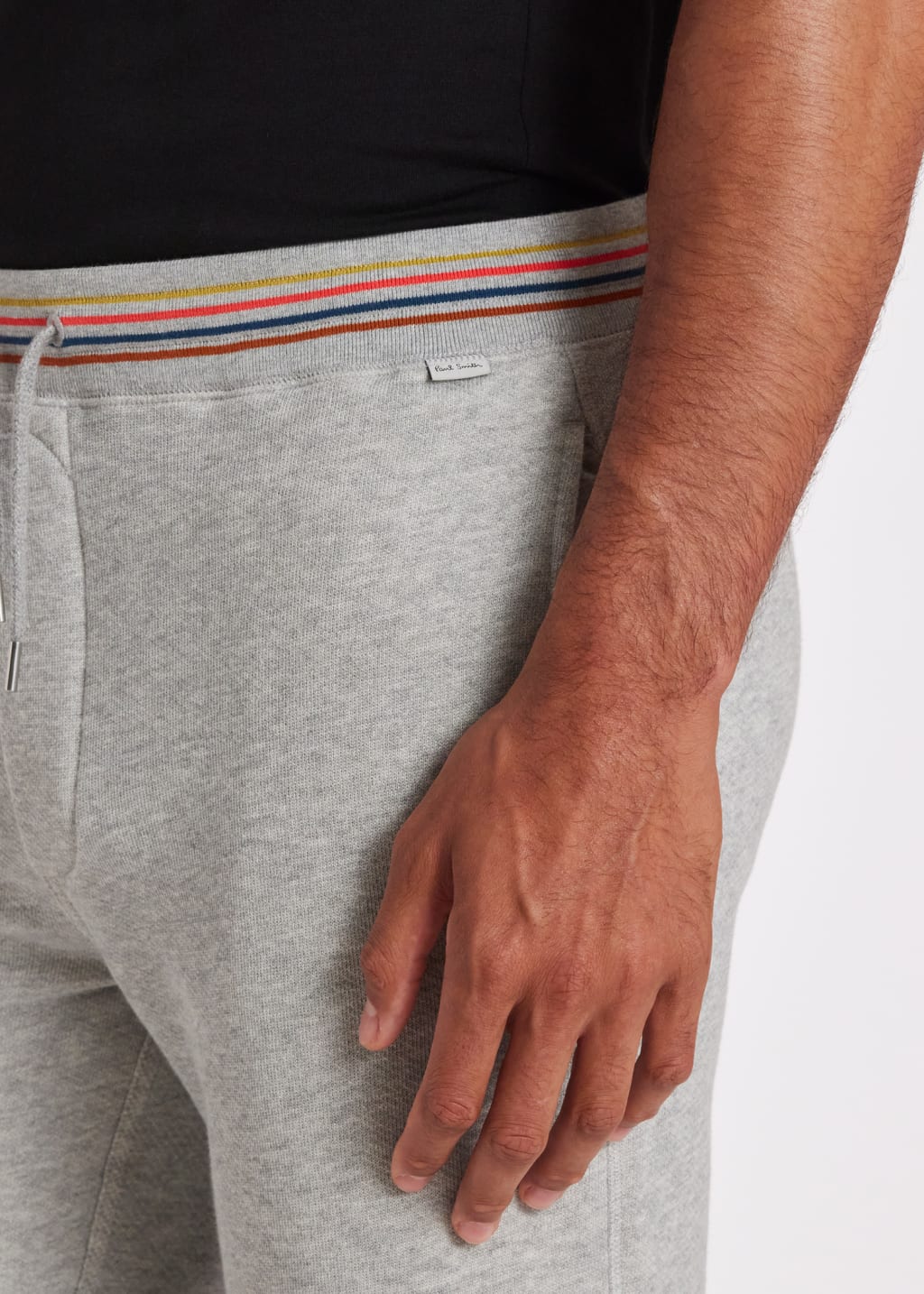 Model View - Grey Cotton 'Artist Stripe' Lounge Pants Paul Smith