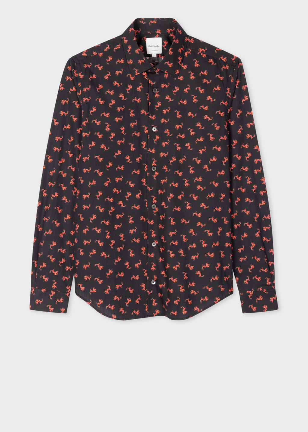 Front View - Super Slim-Fit Black 'Year Of The Dragon' Shirt Paul Smith