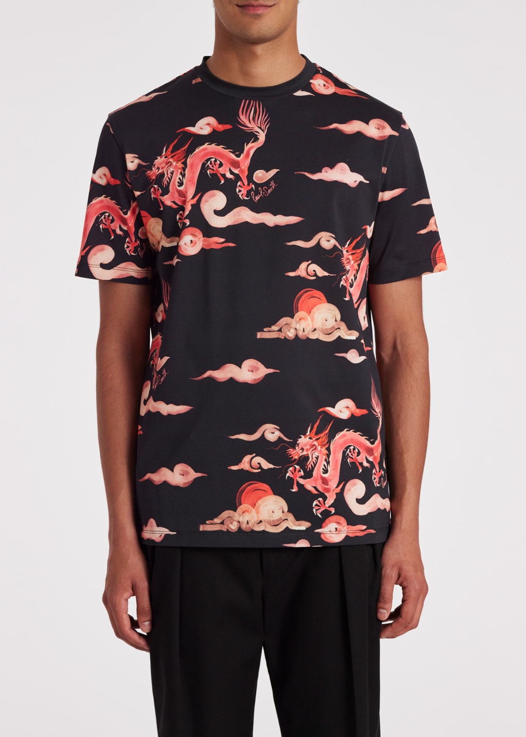 Model View - Black 'Year Of The Dragon' Cotton T-Shirt Paul Smith