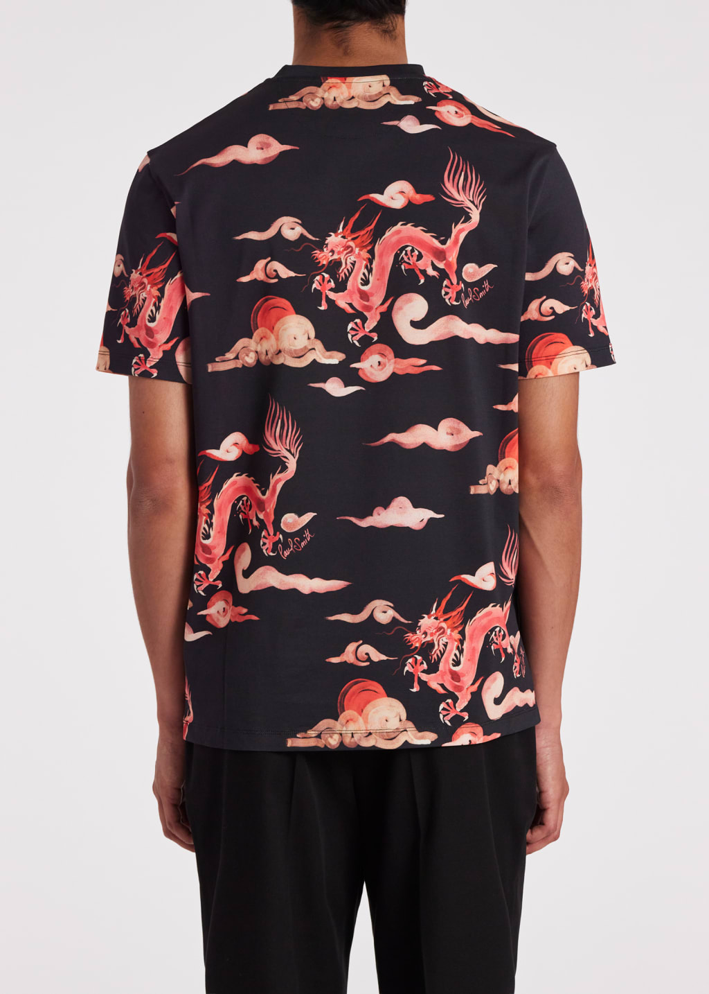 Model View - Black 'Year Of The Dragon' Cotton T-Shirt Paul Smith