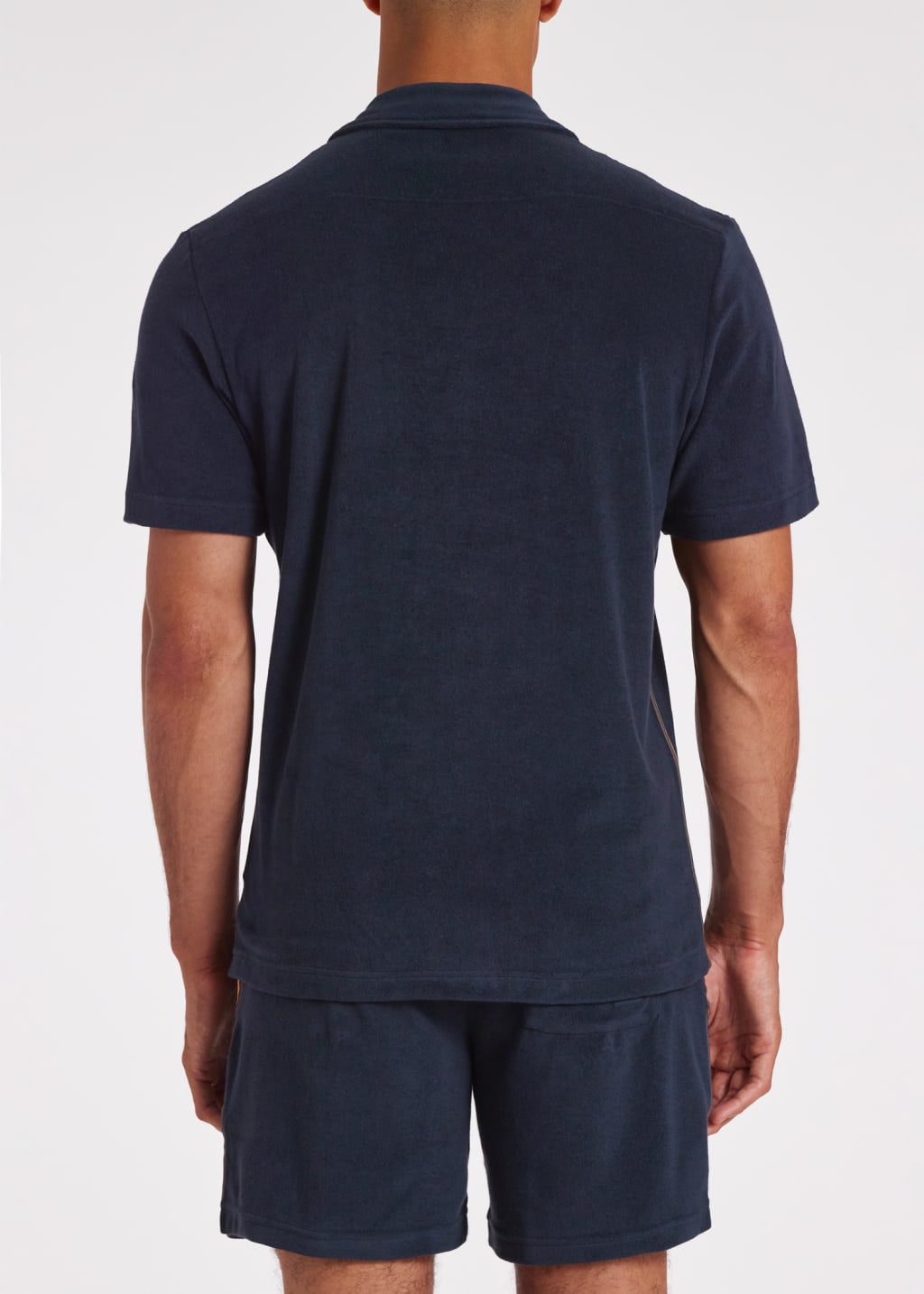 Model View - Navy Blue Towelling Lounge Shirt Paul Smith