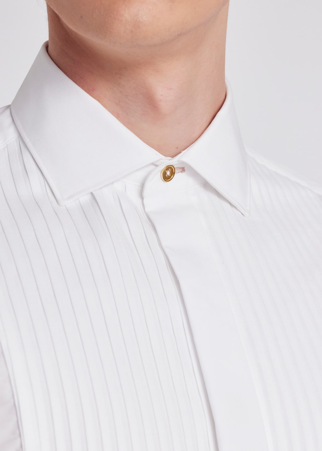 Men's TailoredFit White PleatedBib Cotton Evening Shirt